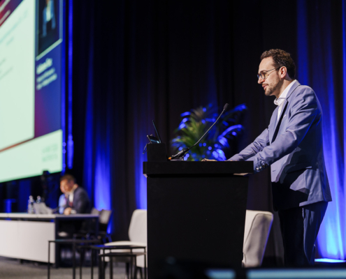 Speaker presenting at ESOC session