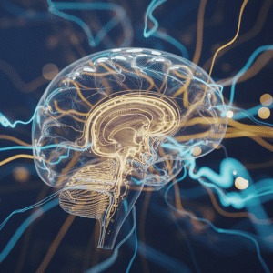 Abstract brain with neural network connections