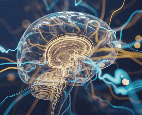 Abstract brain with neural network connections