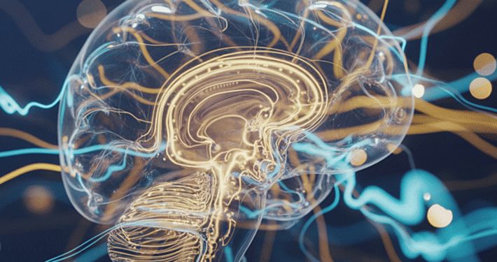 Abstract brain with neural network connections